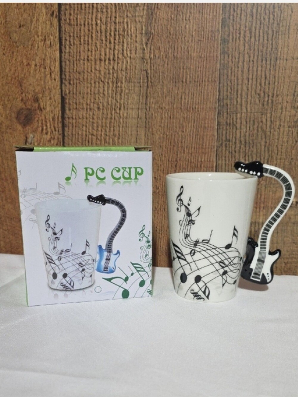 Music Note Ceramic Mug with Guitar Handle - Picture 2 of 4